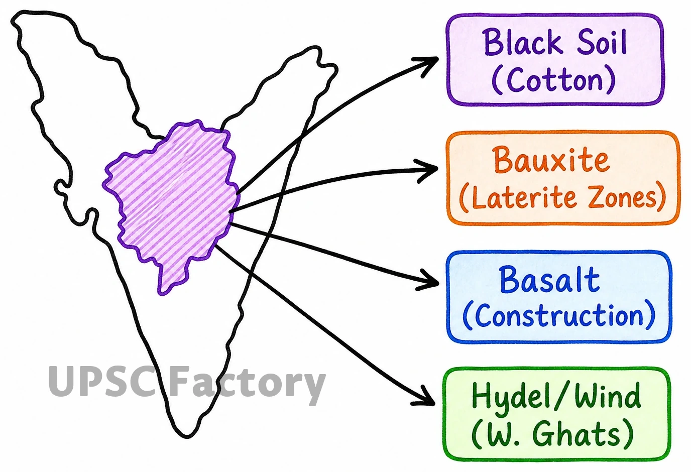 Q. Discuss the natural resource potentials of ‘Deccan trap’. 1