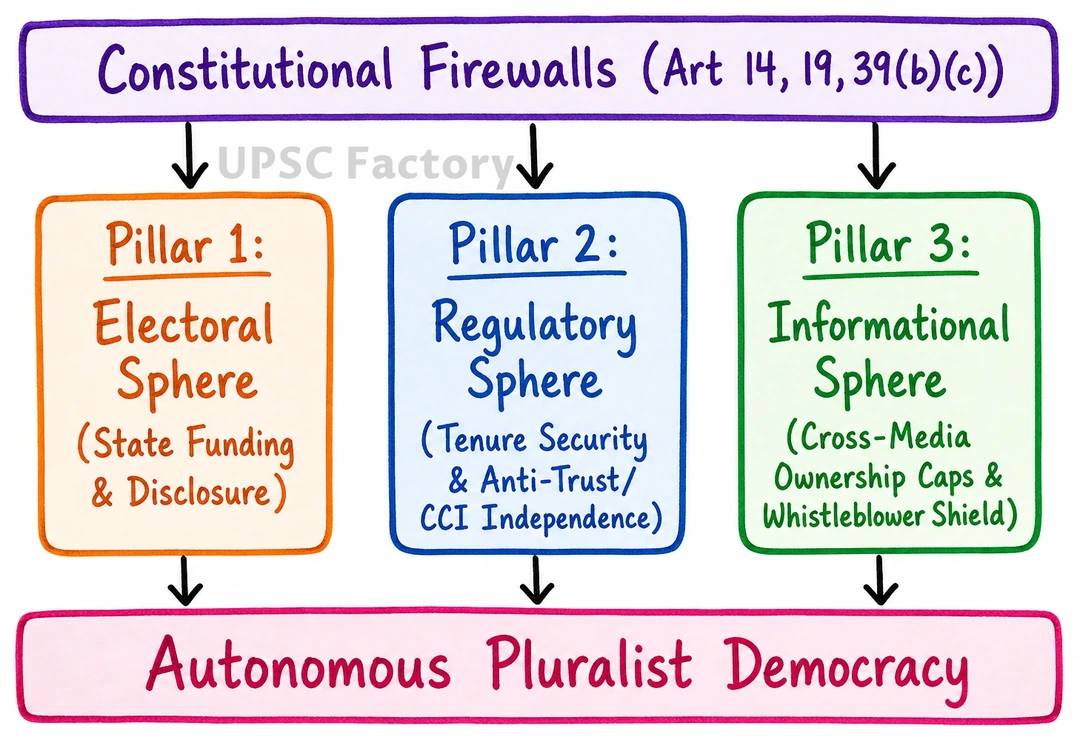 Q. To what extent do pressure groups, social movements and corporate lobbies deepen pluralistic democracy in India by representing excluded interests? Analyse whether the growing convergence of corporate wealth and political power poses a threat to the autonomy of formal democratic institutions. 2