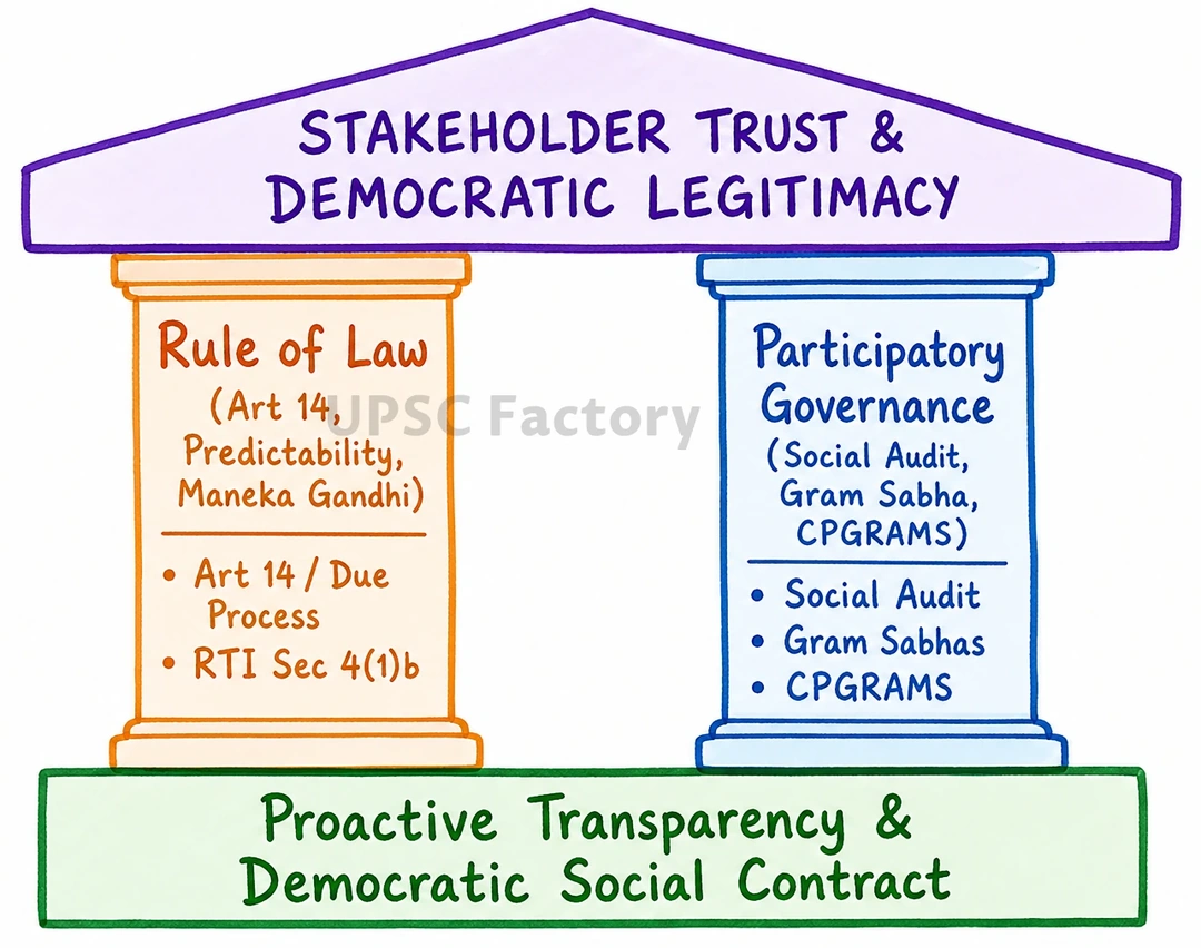 Q. “Transparency and accountability in governance are not about controlling corruption but about creating the trust of stakeholders in the policy process by following the Rule of Law and Participatory Governance.” Comment. 2