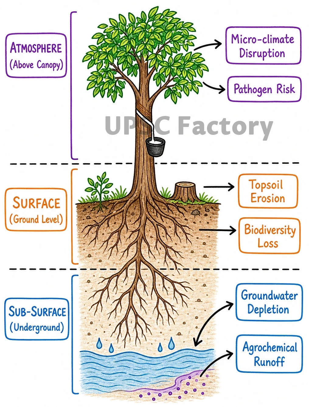 Q. Describing the distribution of rubber producing countries, indicate the major environmental issues faced by them. 2