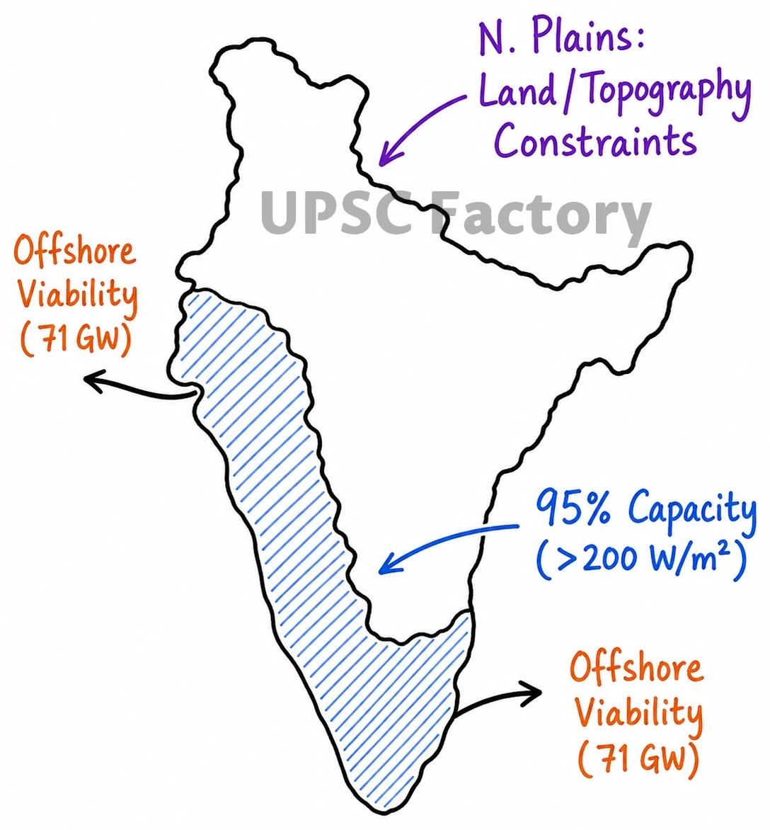 Q. Examine the potential of wind energy in India and explain the reasons for their limited spatial spread. 1
