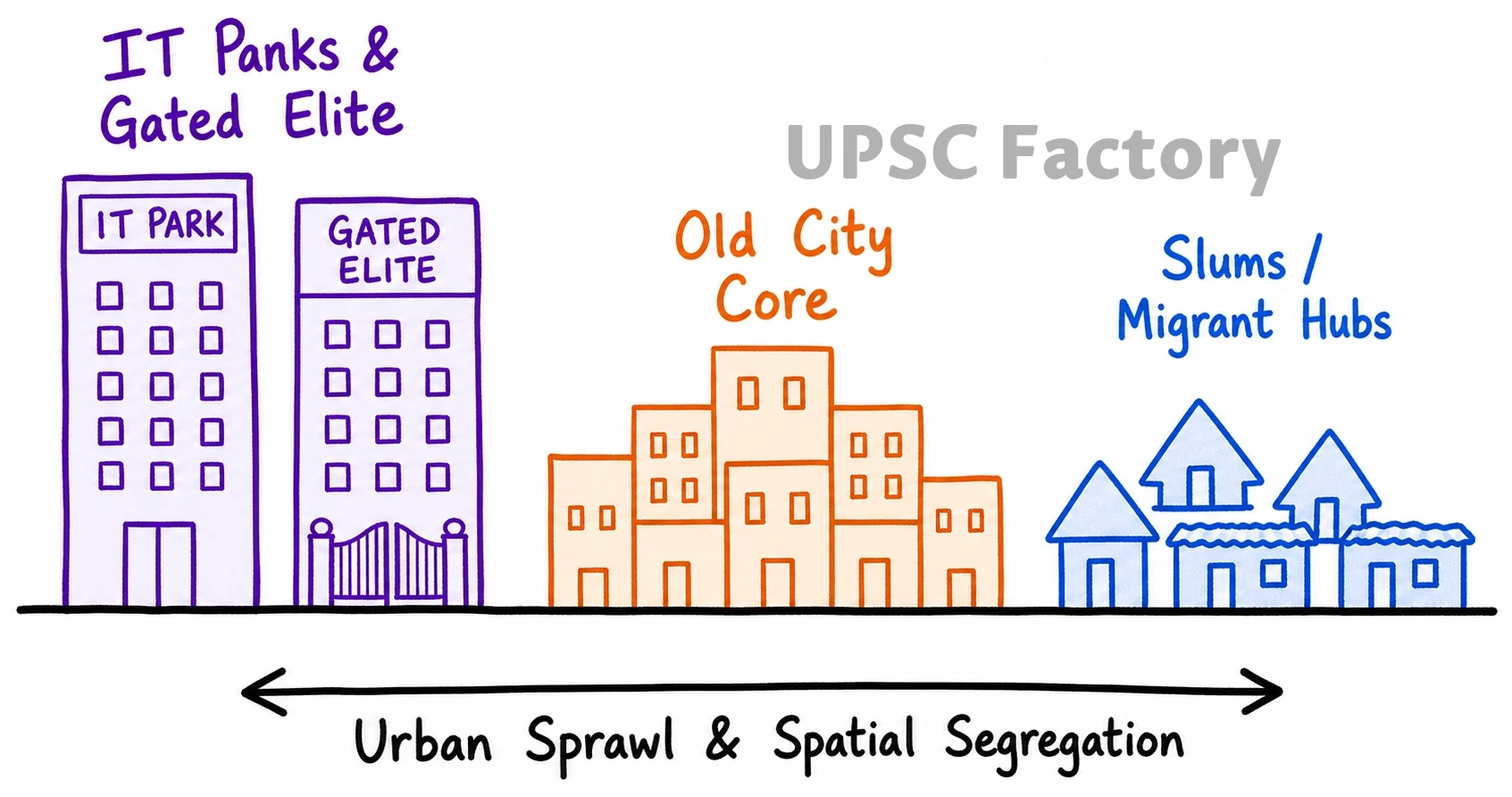 Q. What are the main socio-economic implications arising out of the development of IT industries in major cities of India? 1