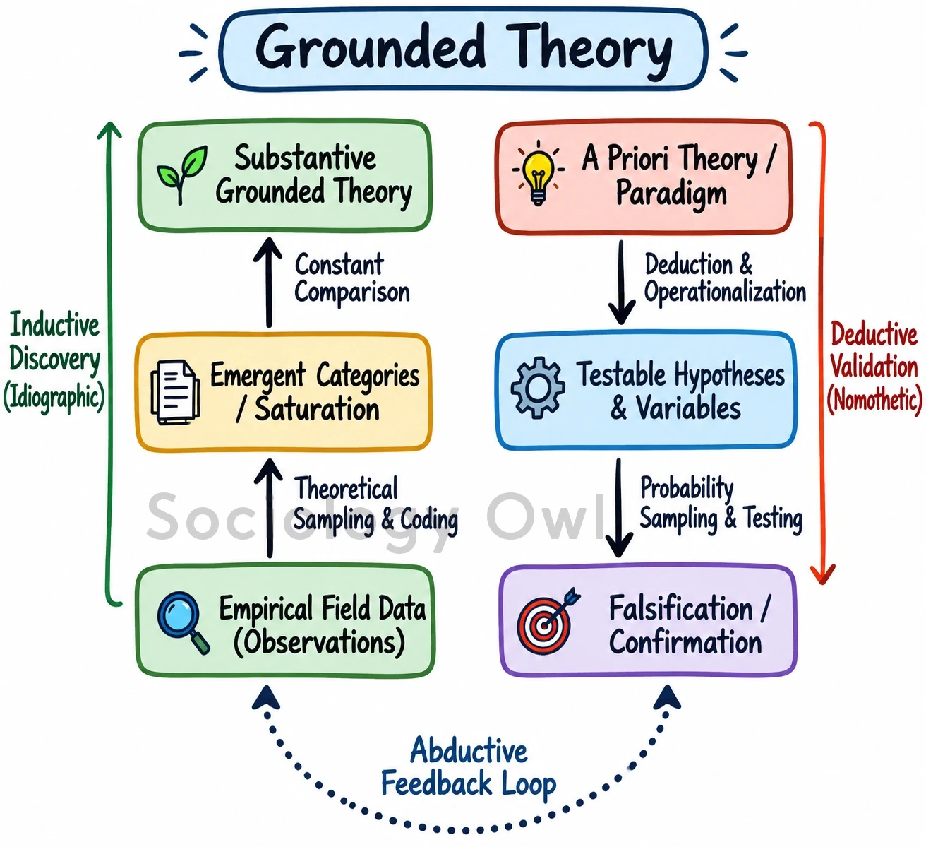 Q. Compare and critically assess 'the grounded theory' with 'theory-driven research method' in sociology. 1
