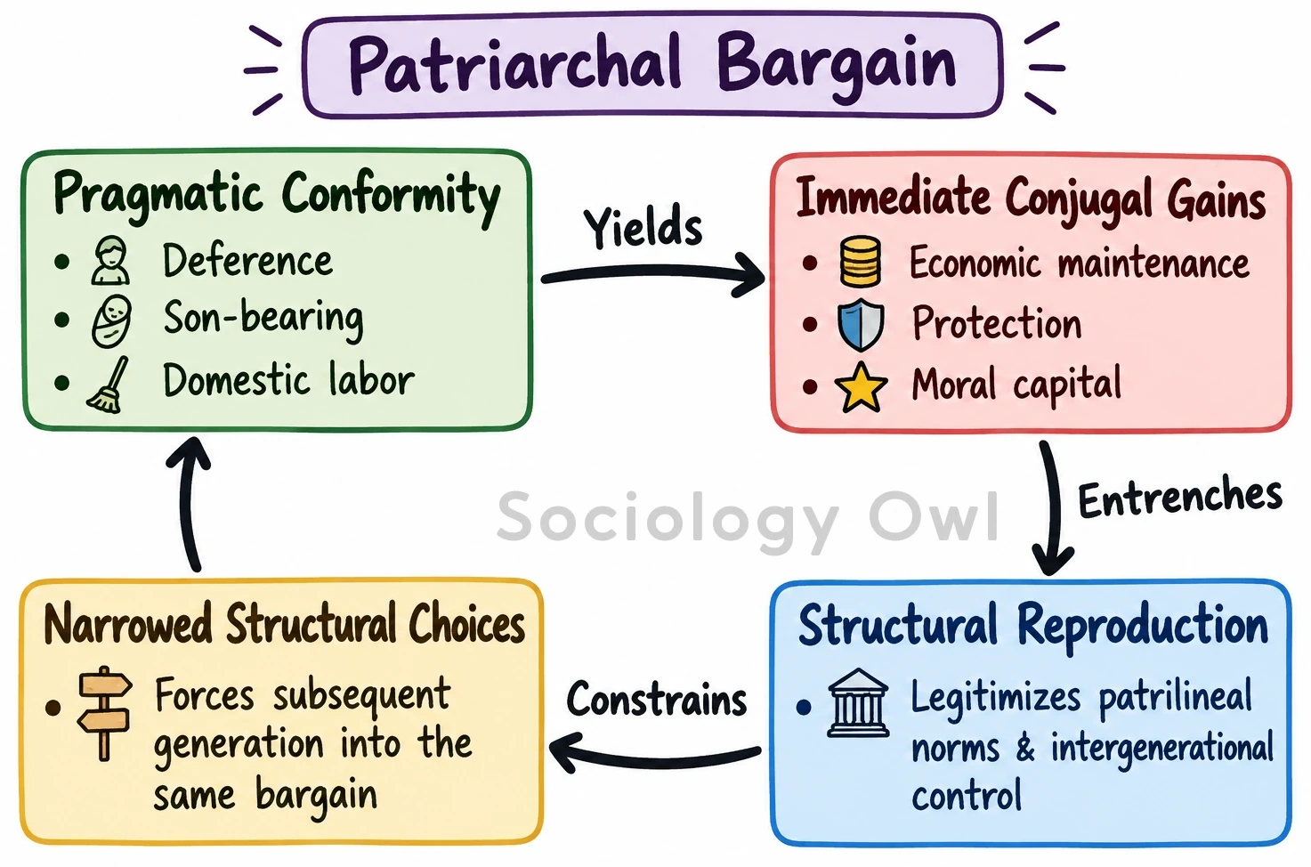 Q. In what way the concept of 'patriarchal bargain' be applied to the institution of marriage ? Comment. 1